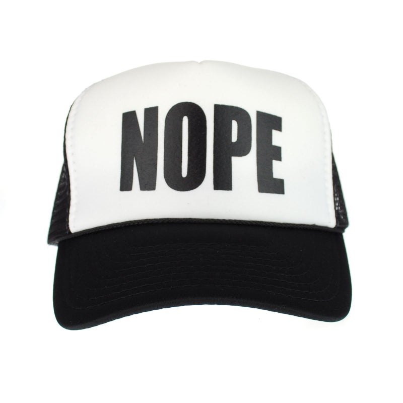SA106 Mens Nope Ironic Funny Slogan Hipster Snap Back Cap Cotton Mesh Trucker Hat - Image 1